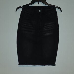 SHEIN Black Pencil Denim Skirt